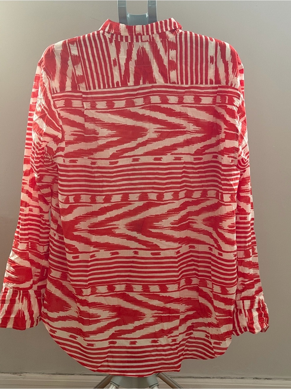 Coniglio Palm Beach Red White Print Cotton Button Down Shirt Like New - Picture 8 of 14